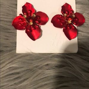 Red and Gold Flower earrings